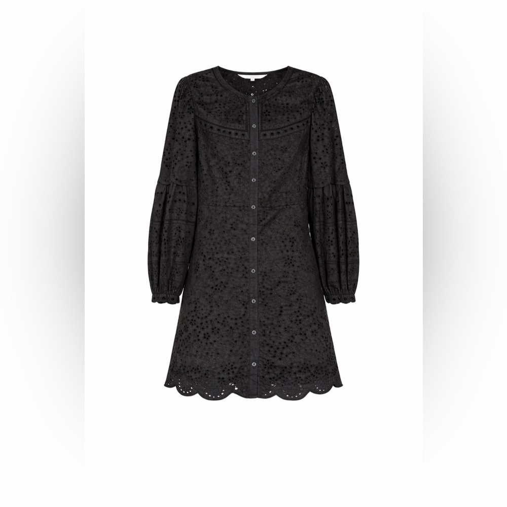 Veronica Beard Black‎ Eyelet Cotton Shirt Dress Size 8
